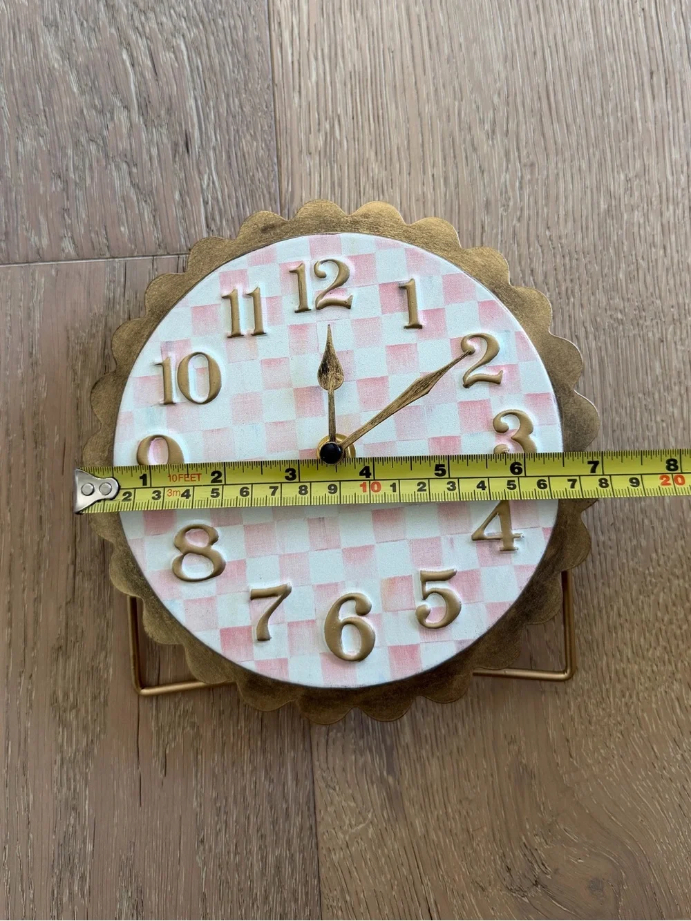 MacKenzie-Childs Rosy Check Scalloped Desk Clock